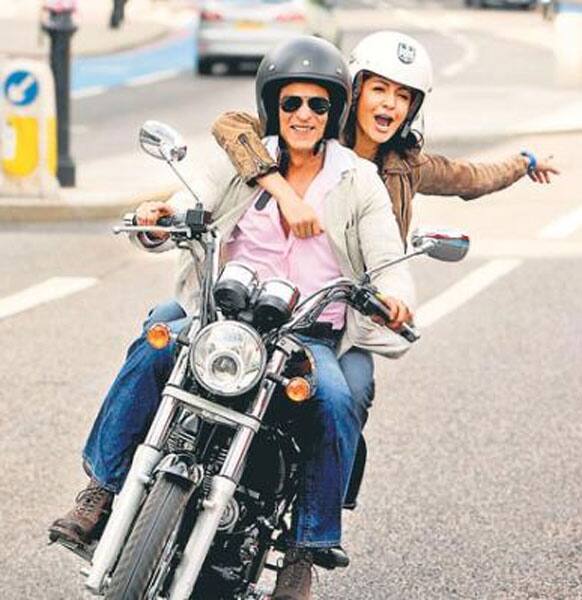 Actors Anushka Sharma and Shahrukh Khan shoot for YRF's untiltled film. The movie also stars Katrina Kaif.