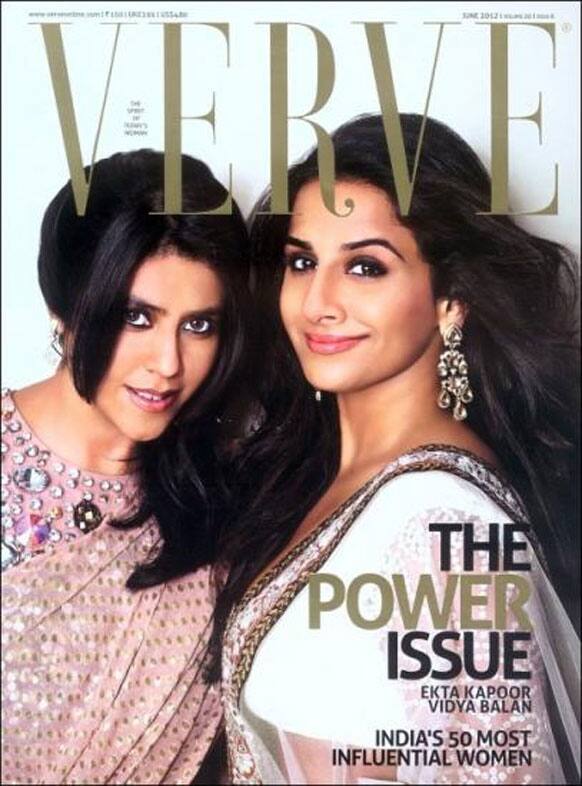 Girl power comes to fore. Vidya Balan and Ekta Kapoor poses on the cover of Verve.