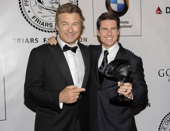 Actor Alec Baldwin and honoree Tom Cruise pose together at The Friars Club and Friars Foundation Honor of Tom Cruise at The Waldorf-Astoria in New York.