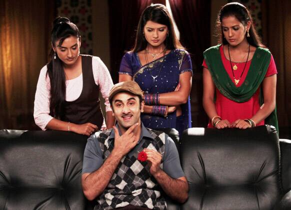 A scene from the special episode of Zee TV's prime time soaps with actor Ranbir Kapoor and Zee TV's leadng ladies Rati Pandey.