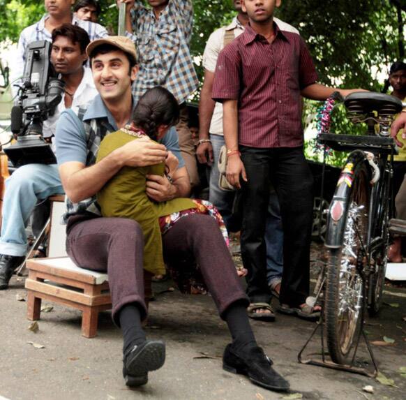 Ranbir Kapoor between takes on the sets of Zee TV's show Hitler Didi.