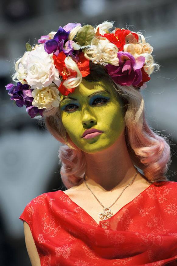 A model wears a design from the Vivienne Westwood Red Label Spring/Summer 2013 collection during London Fashion Week.