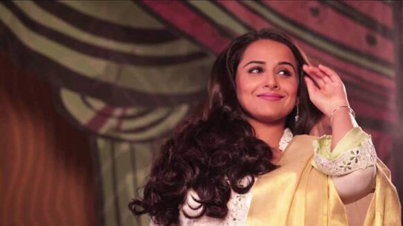 Vidya Balan during the shooting of a new advertisment for a hair oil brand.