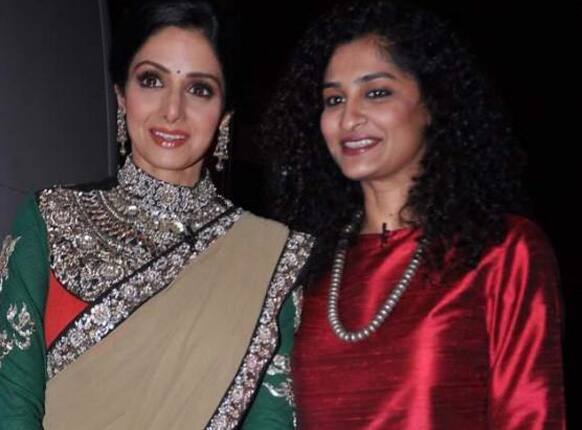 Sridevi and director of 'English Vinglish' Gauri Shinde on the sets of KBC. 