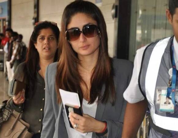 Kareena Kapoor snapped at the airport to board the flight to London. She is going to join her boyfriend Saif in the UK celebrate her birthday. (Pic courtesy: Pinkvilla)