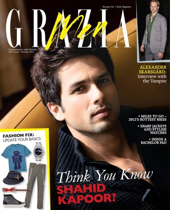 The charming Shahid Kapoor features on the cover of this month's 'Grazia' magazine.