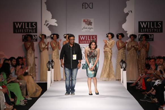 Designers Paras and Shalini at the Wills Lifestyle India Fashion Week - Spring Summer 2013 in New Delhi.