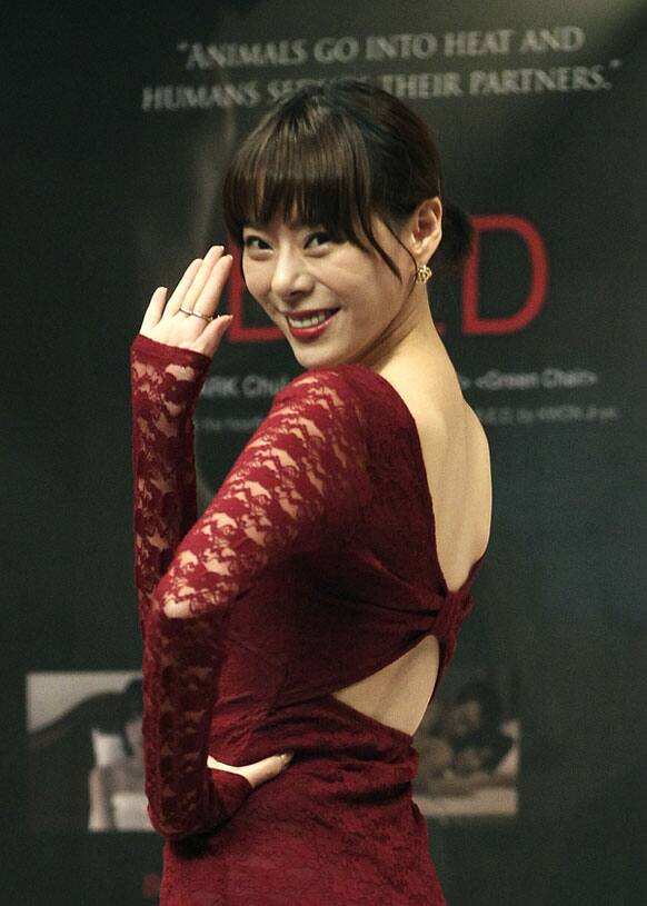 South Korean actress Kim Na-mi poses during a press conference to promote her movie 