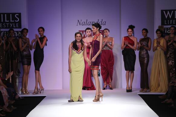 Models display collections by Nalandda Day 3 of Wills Lifestyle India Fashion Week.