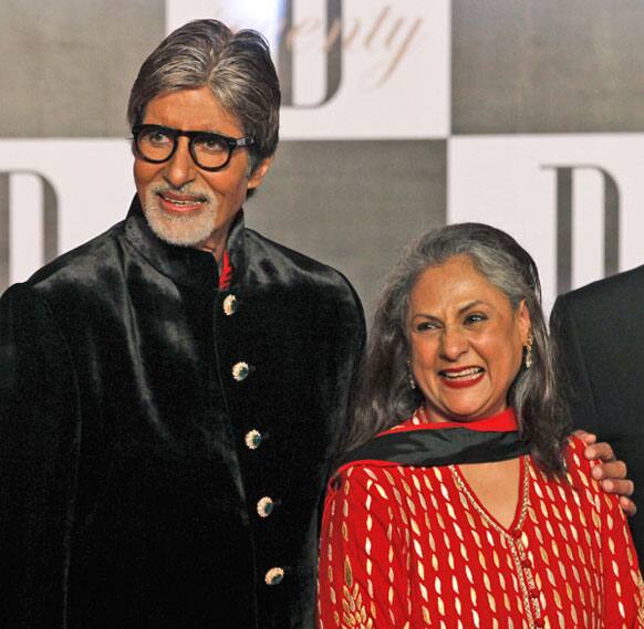 Bollywood star Amitabh Bachchan and his wife Jaya Bachchan arrives for a party on the eve of his 70th birthday in Mumbai.