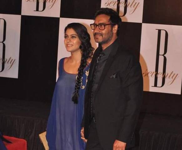 Star couple Kajol and Ajay Devgn at Big B's 70th birthday bash.