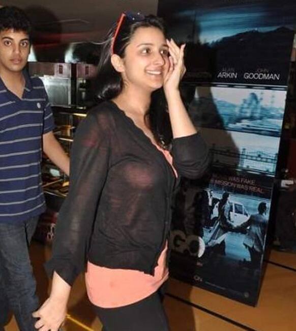 Parineeti Chopra snapped at a movie theatre in Mumbai.