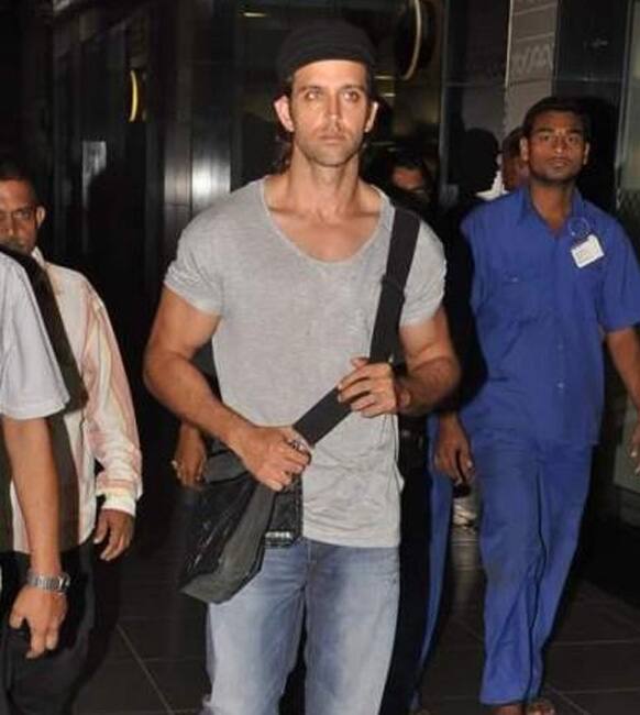 Hrithik Roshan was spotted at the airport.