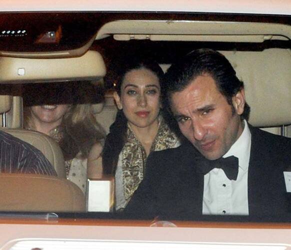 Saif Ali Khan hosted a dinner party for friends and family on Monday night at the Taj Lands End. Seen here with the actor is Karisma Kapoor.