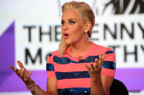 Jenny McCarthy speaks during VH1 Winter TCA Tour at the Langham Huntington Hotel in Pasadena, Calif.