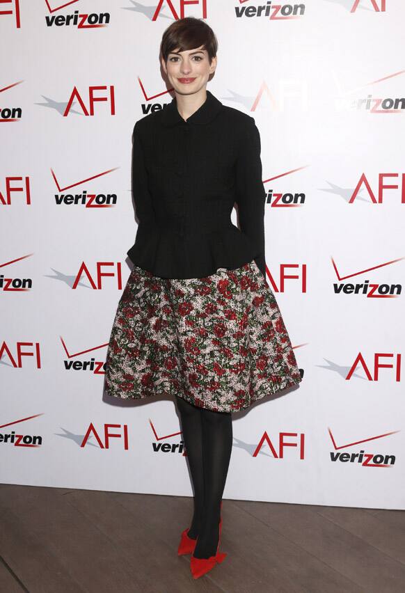 Anne Hathaway attends the 13th Annual AFI Awards Luncheon at the Four Seasons Hotel Los Angeles.