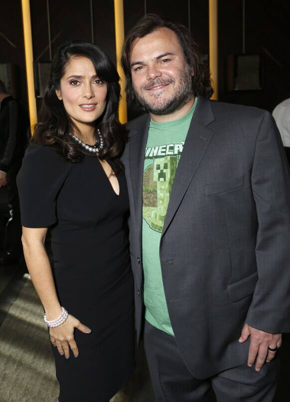 Salma Hayek and Jack Black attend the Film Independent Spirit Awards Luncheon at BOA Steakhouse, in West Hollywood.