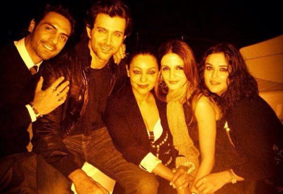 Friends forever: Arjun Rampal, Hrithik Roshan, Gauri Khan, Suzanne Roshan and Preity Zinta party during Hrithik’s birthday.