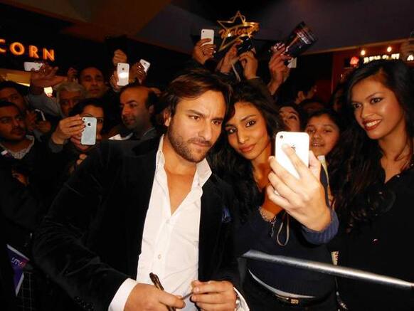 Saif Ali Khan met with fans at the Cineworld Cinema in West London. Image courtesy: @Race2Official