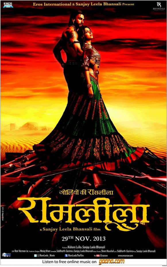 Here's the first poster of the Ranveer Singh-Deepika Padukone starrer 'Ram Leela'. The film is directed by Sanjay Leela Bhansali and is slated for a November 2013 release.