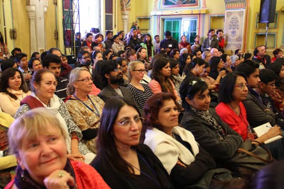 The audience are all ears as Deborah Moggach shares thoughts during the session titled 'The Best Exotic Marigold Hotel'.