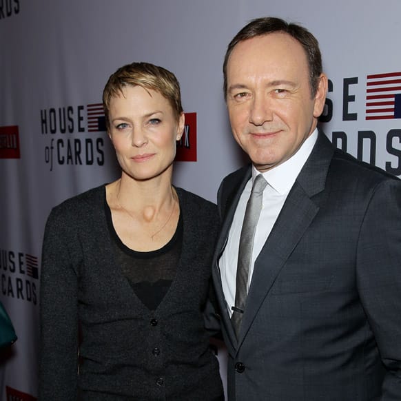 Actors Robin Wright, left, and Kevin Spacey at the premiere of the Netflix original series, 