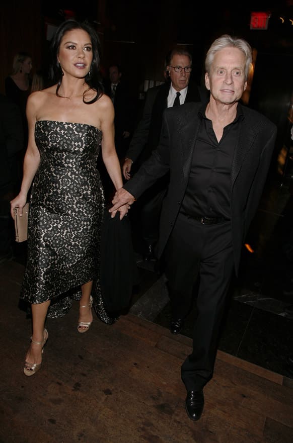 Actress Catherine Zeta-Jones and actor Michael Douglas attend the after party for the premiere of 