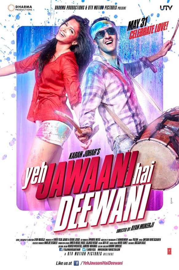 This is what the second poster of Karan Johar's upcoming film 'Yeh Jawaani Hai Deewaani' looks like. The film stars Deepika Padukone and ranbir Kapoor