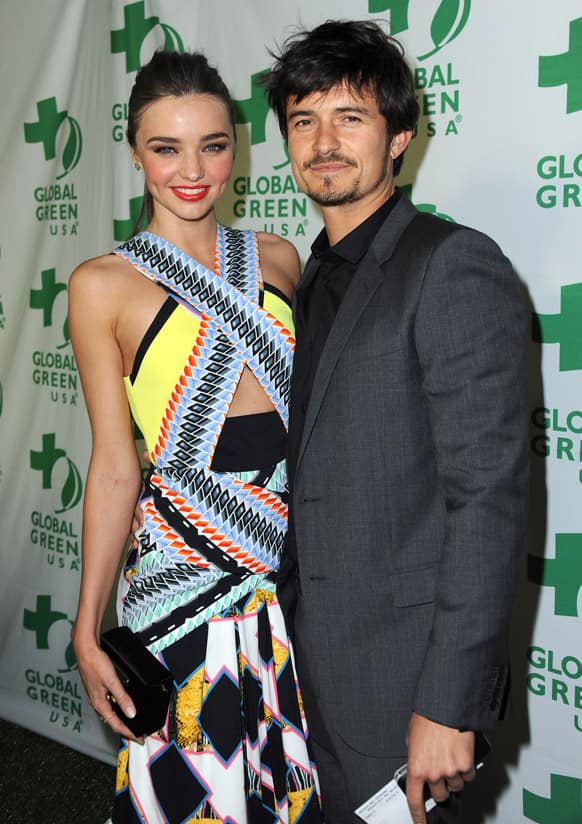 Miranda Kerr and Orlando Bloom arrive at Global Green USA’s 10th Annual Pre-Oscar Party at the Avalon in Los Angeles..