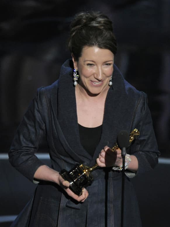Jacqueline Durran accepts the award for best costume design for