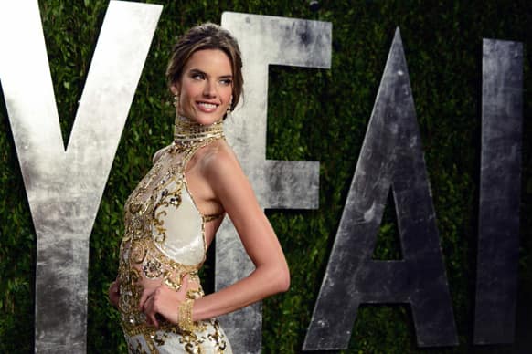 Model Alessandra Ambrosio arrives at the 2013 Vanity Fair party, at the Sunset Plaza Hotel in West Hollywood, Calif.