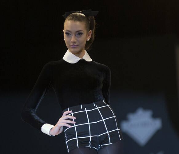 A model wear a design by Pablo Ramirez during the 2013 Buenos Aires Fashion Week in Buenos Aires Argentina.