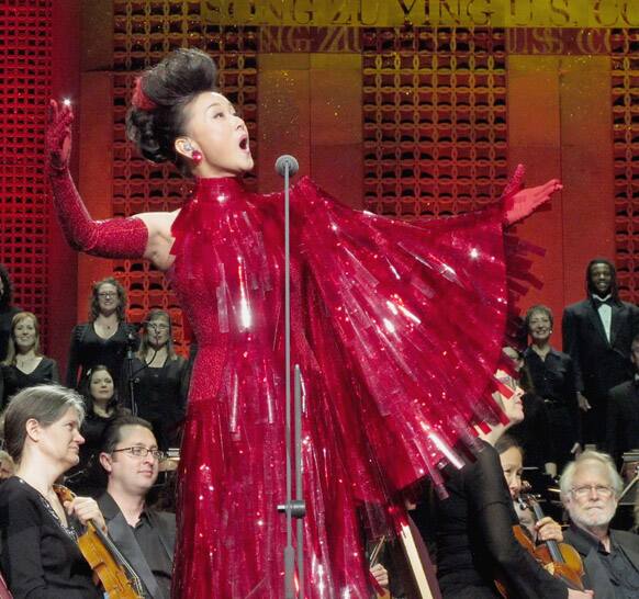 Chinese singer Song Zuying performs during the