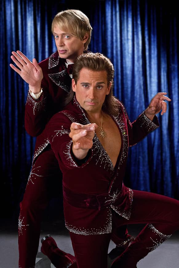 This undated publicity file photo released by Warner Bros. Pictures shows Steve Buscemi, left, as Anton Marvelton and and Steve Carell, as Burt Wonderstone, in New Line Cinema's comedy