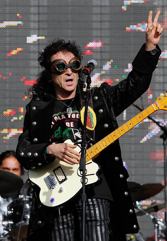 Mexican rock musician Alex Lora, lead vocalist for El Tri performs at Vive Latino Festival in Mexico City.