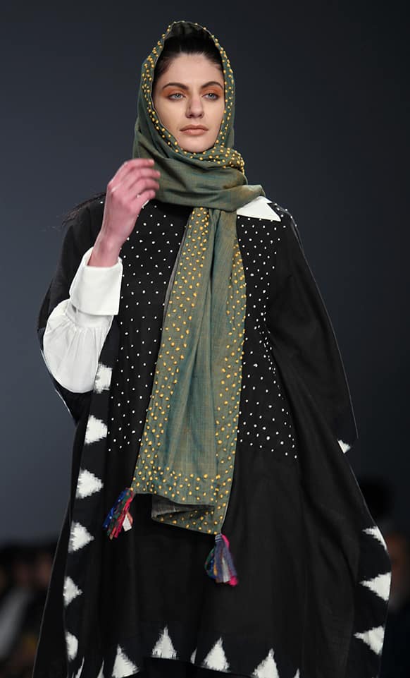 A model displays a creation by Paromita Banerjee during the Wills Lifestyle India Fashion Week.