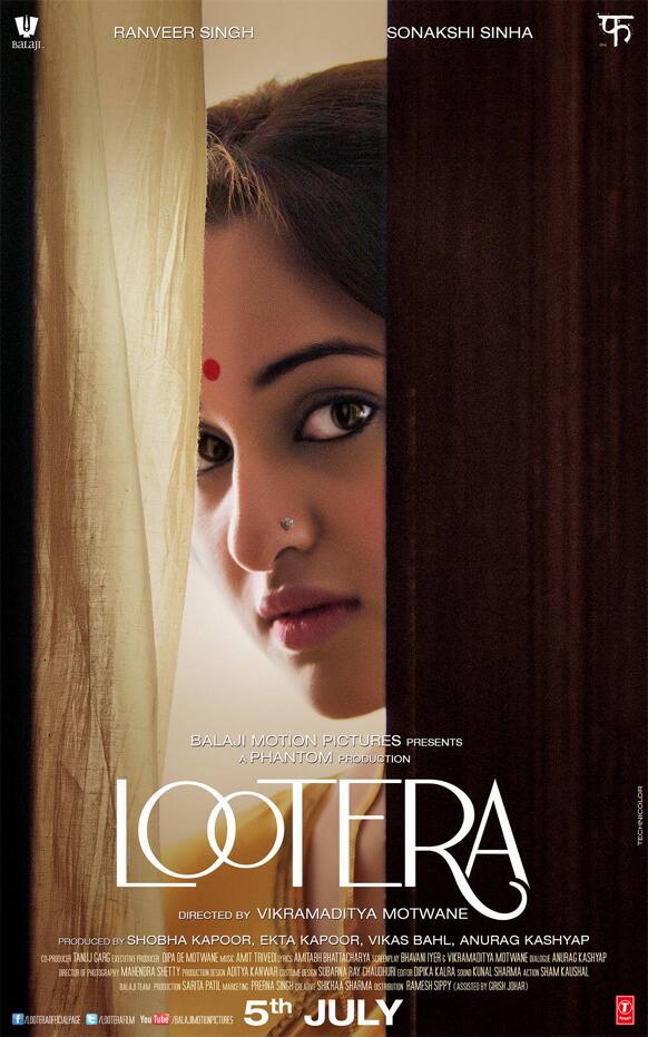 Sonakshi Sinha in a poster of her upcoming film 'Lootera'. Junior Shotgun will be seen romancing Ranveer Singh in the Vikramaditya Motwane film.