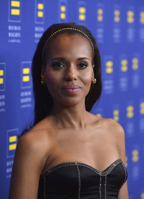 Actress Kerry Washington arrives at the Human Rights Campaign dinner at the JW Marriott L.A. Live Hotel.