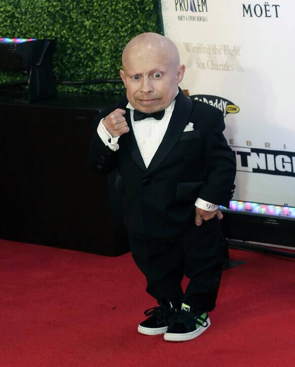 Actor Verne Troyer arrives at Muhammad Ali's Celebrity Fight Night XIX at the JW Marriott Desert Ridge Resort and Spa, in Phoenix.