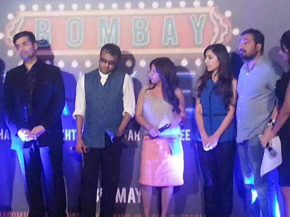 The four masterminds of 'Bombay Talkies' - Karan Johar, Zoya Akhtar, Dibakar Banerjee and Anurag Kashyap - at the launch of the first official trailer of their movie.