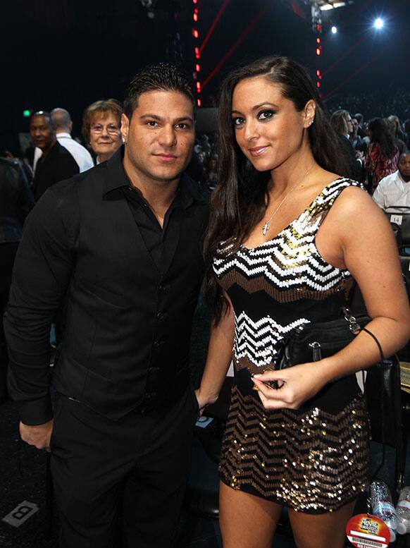 Ronnie Ortiz-Magro, left, and Sammi Giancola at the MTV Movie Awards in Sony Pictures Studio Lot in Culver City, Calif.