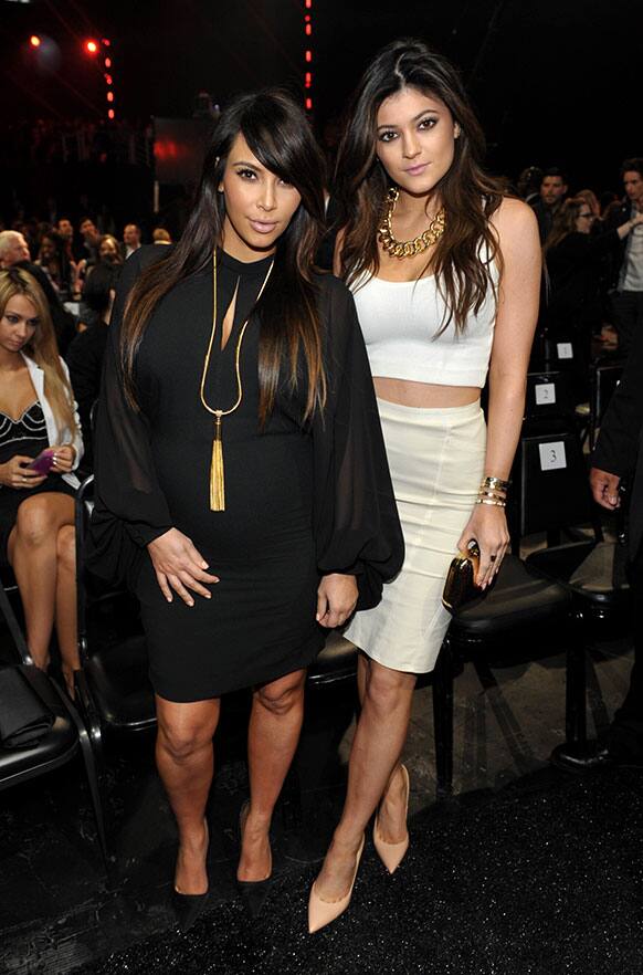 Kim Kardashian and Kylie Jenner at the MTV Movie Awards in Sony Pictures Studio Lot in Culver City, Calif.