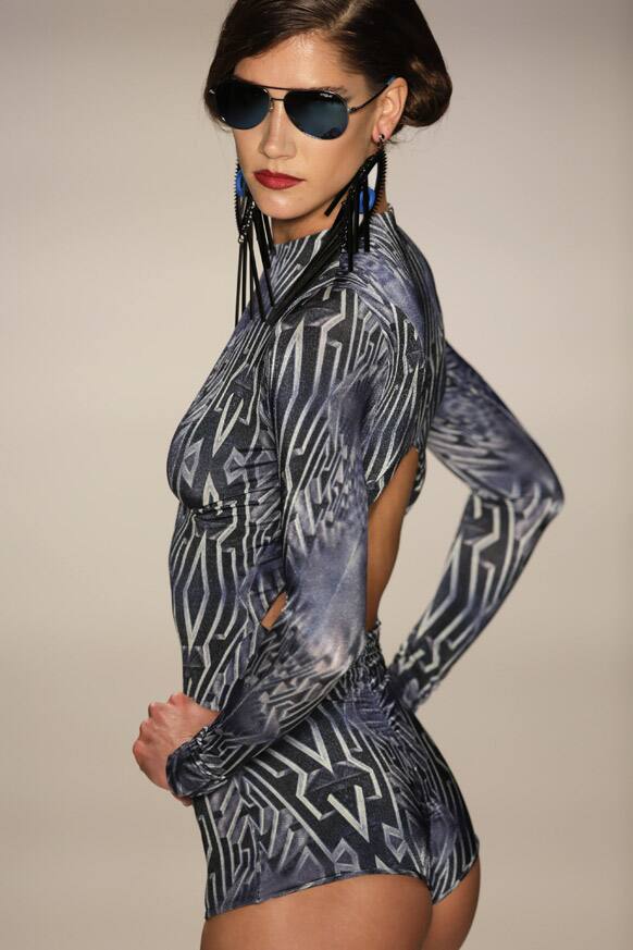 A model wears a creation from the Triya summer collection during Fashion Rio in Rio de Janeiro, Brazil.