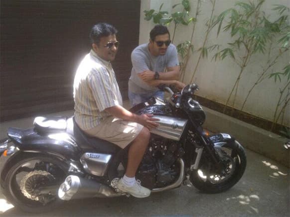 Sanjay Gupta poses with the Yamaha V Max that John Abraham recently gifted him. The director-actor duo was responsible for storming the box office with their 'Shootout At Wadala' a few days back.