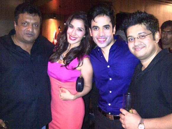 Sophie Choudry with Tusshar Kapoor and Sanjay Guptaat the 'Shootout at Wadala' success party. Image courtesy: @sophie_choudry