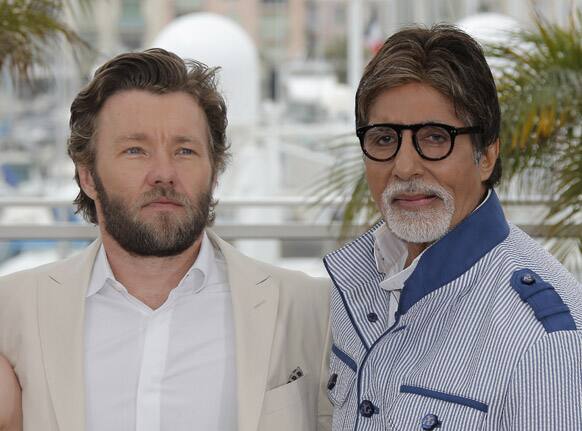 Amitabh Bachchan and Joel Edgerton pose for photographers during a photo call for The Great Gatsby at the 66th international film festival, in Cannes.
