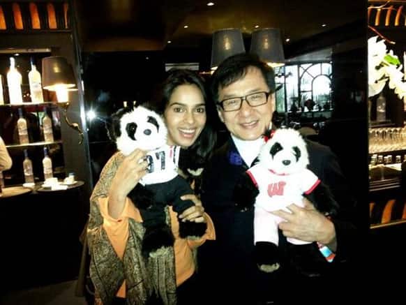 Mallika Sherawat tweeted this picture with the caption: “Hung out with my FAV costar #Jackie Chan, Thank u Jack 4 being there 4 me Always# Cannes FilmFestival:)” (Pic courtesy: @MallikaLA