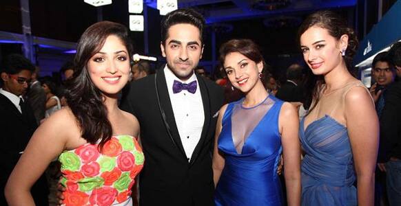 Yaami Gautam, Ayushmann Khurrana, Aditi Rao Hydari and Evelyn Sharma pose for the lenses at the GQ Best Dressed Men event.