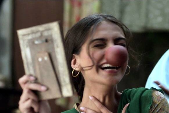 Sonam Kapoor's goofy picture from her upcoming film 'Bhaag Milkha Bhaag'.