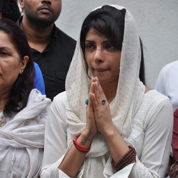 Priyanka Chopra at her father Dr. Ashok Chopra's funeral, who died of cancer in Mumbai's Kokilaben Hospital on June 10.